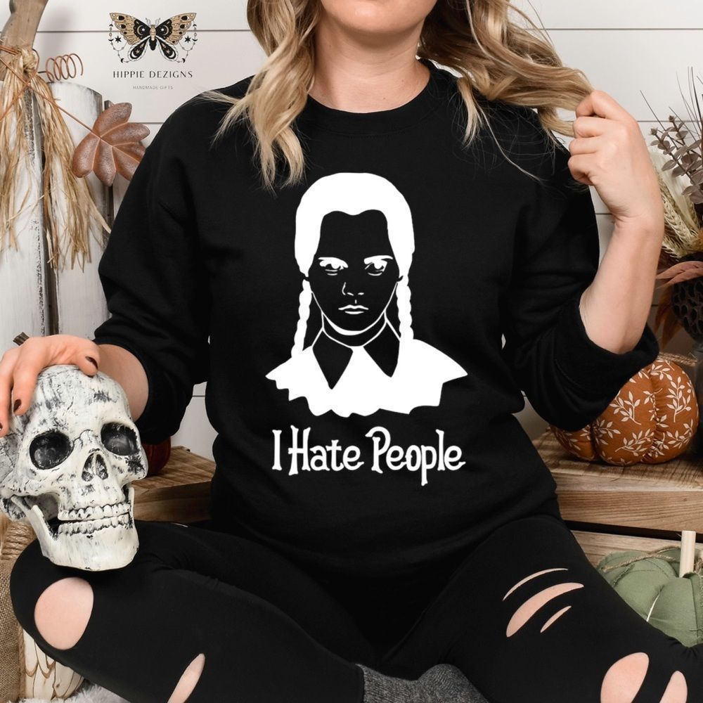 Wednesday Adams I Hate People Crew Neck Sweater